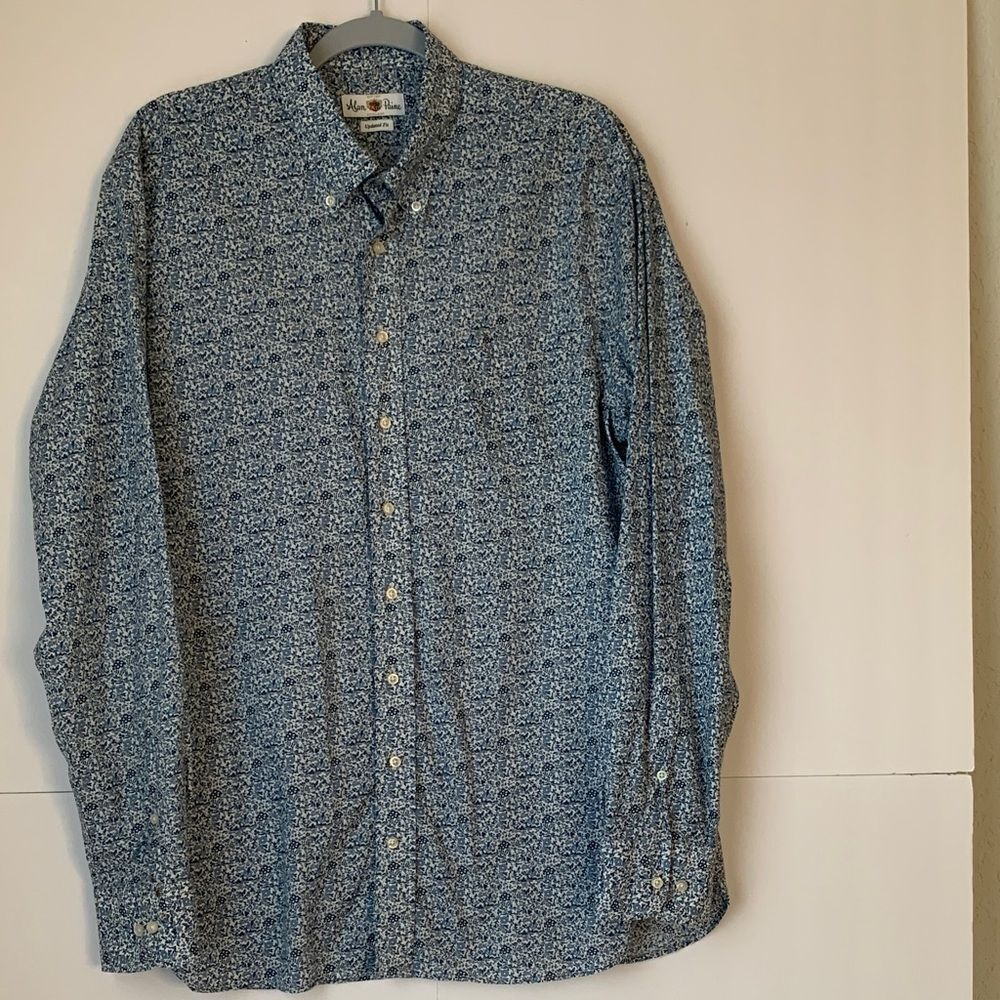 Alan Paine of England Updated Fit Men's Cotton Blue White Shirt Size L